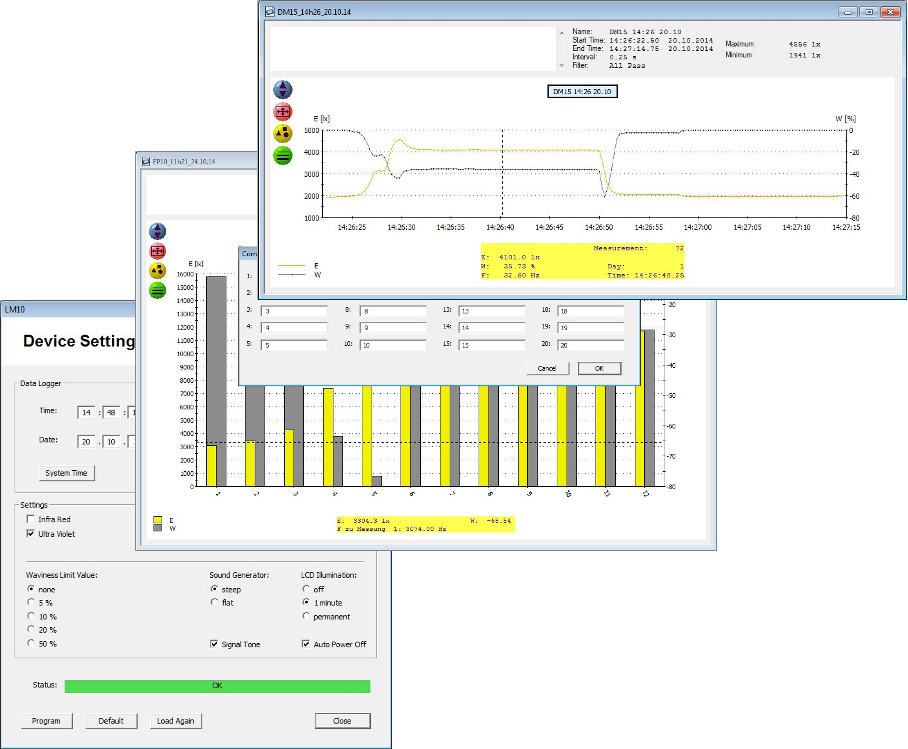 Software FM-Data mit Daueraufzeichnung, Einzelpunktmessung und Geräteeinstellungen
